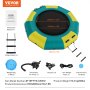 VEVOR opblaasbare watertrampoline met ladder, waterdicht, slijtvast, watertrampolines 3,05 m groot springoppervlak, springplatform waterpark zwembadtrampoline, geel + groen 185 kg laadvermogen