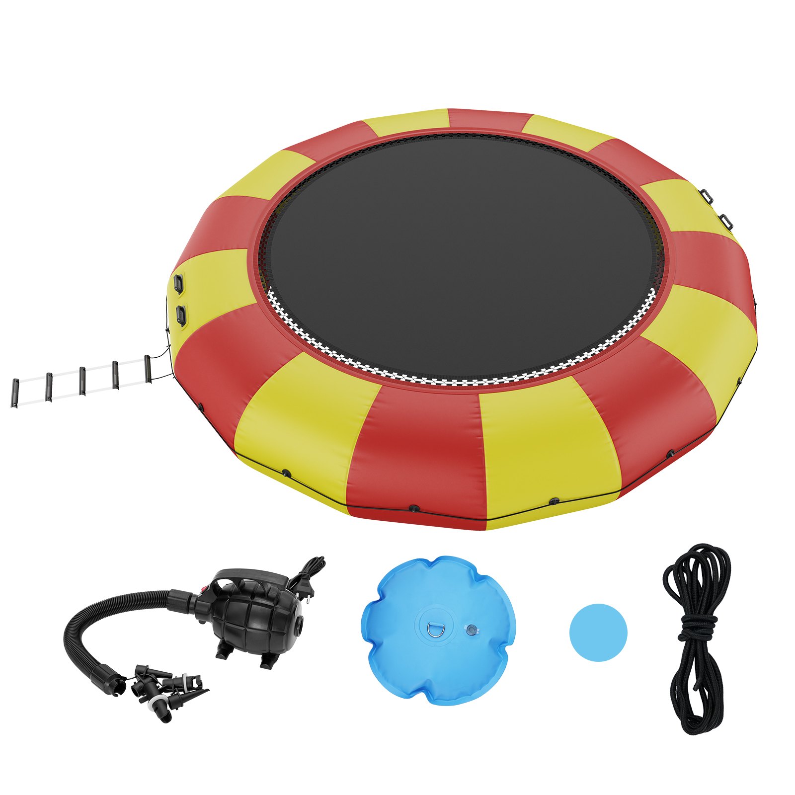 VEVOR Opblaasbare Watertrampoline Ladder, Waterdicht, Slijtvast, Duurzame Watertrampolines 5,18 m Groot Springoppervlak, Springplatform Waterpark Zwembadtrampoline, Speelgoed Geel
