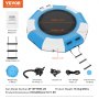 VEVOR Inflatable Water Trampoline with Ladder, Waterproof, Abrasion-Resistant, Water Trampoline 3.05 m Large Jumping Area, Jumping Platform Water Park Pool Trampoline, Blue + White 185 kg Load Capacity