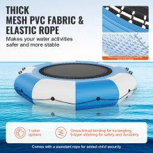 VEVOR Inflatable Water Trampoline with Ladder, Waterproof, Abrasion-Resistant, Water Trampoline 3.05 m Large Jumping Area, Jumping Platform Water Park Pool Trampoline, Blue + White 185 kg Load Capacity