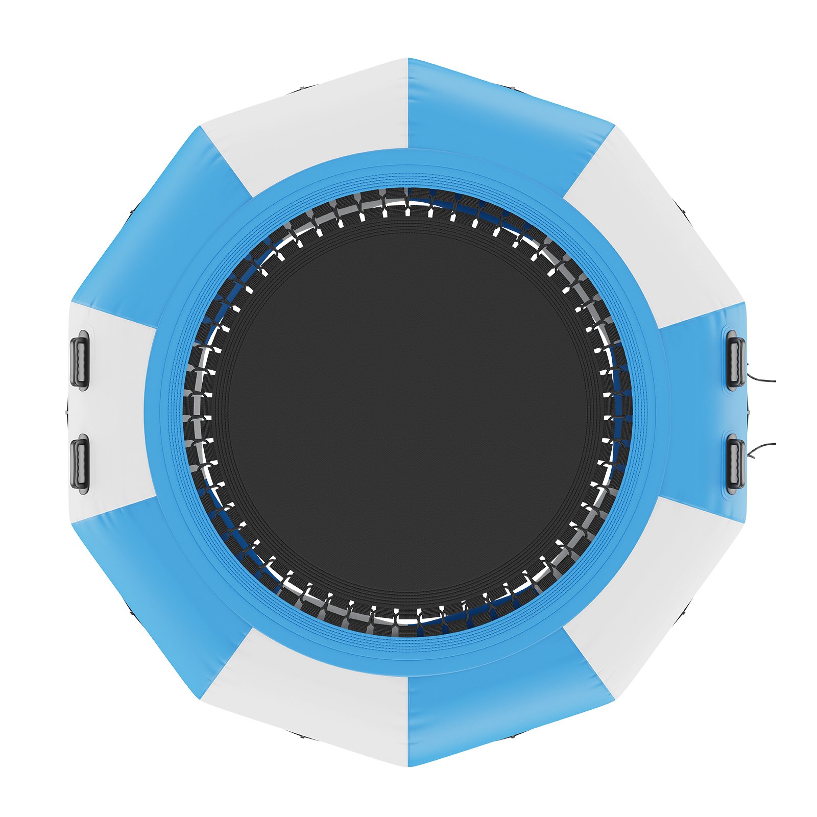 VEVOR Opblaasbare watertrampoline met ladder, waterdicht, slijtvast, watertrampoline 3,05 m groot springoppervlak, springplatform waterpark zwembadtrampoline, blauw + wit, draagvermogen 185 kg