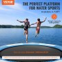 VEVOR Opblaasbare watertrampoline met ladder, waterdicht, slijtvast, watertrampoline, 3,96 m groot springoppervlak, springplatform, waterpark zwembadtrampoline, blauw + wit, draagvermogen 226 kg