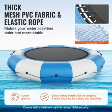 VEVOR Inflatable Water Trampoline with Ladder, Waterproof, Abrasion-Resistant, Water Trampoline 3.96 m Large Jumping Area, Jumping Platform Water Park Pool Trampoline, Blue + White 226 kg Load Capacity