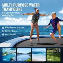 VEVOR Inflatable Water Trampoline with Ladder, Waterproof, Abrasion-Resistant, Water Trampoline 3.96 m Large Jumping Area, Jumping Platform Water Park Pool Trampoline, Blue + White 226 kg Load Capacity