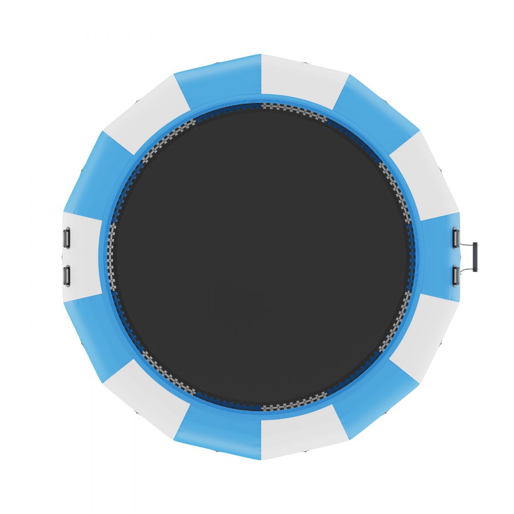 VEVOR Opblaasbare watertrampolineladder, waterdicht, slijtvast, duurzame watertrampoline met 4,57 m springoppervlak, springplatform voor waterparkzwembadtrampoline, draagvermogen 360 kg, blauw en wit