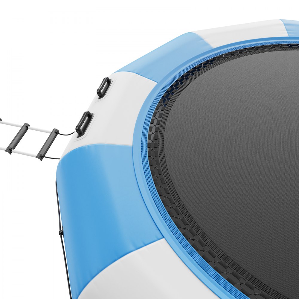 VEVOR Opblaasbare watertrampolineladder, waterdicht, slijtvast, duurzame watertrampoline met 4,57 m springoppervlak, springplatform voor waterparkzwembadtrampoline, draagvermogen 360 kg, blauw en wit