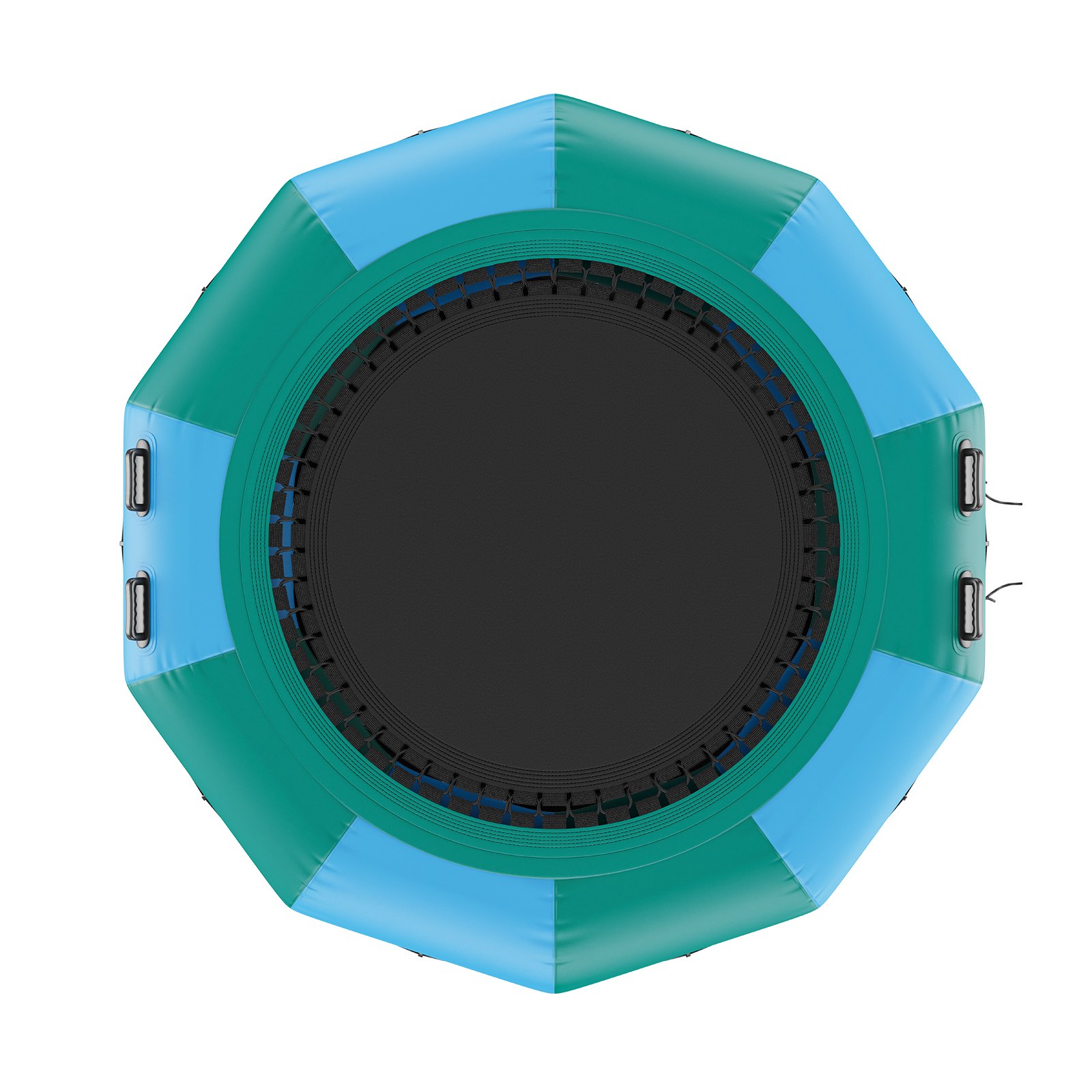 VEVOR Opblaasbare watertrampoline met ladder, waterdicht, slijtvast, watertrampoline 3,05 m groot springoppervlak, springplatform waterpark zwembadtrampoline, blauw + groen, draagvermogen 185 kg