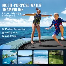 VEVOR Inflatable Water Trampoline with Ladder, Waterproof, Abrasion-Resistant, Water Trampoline 3.66 m Large Jumping Area, Jumping Platform Water Park Pool Trampoline, Blue + Green 226 kg Load Capacity
