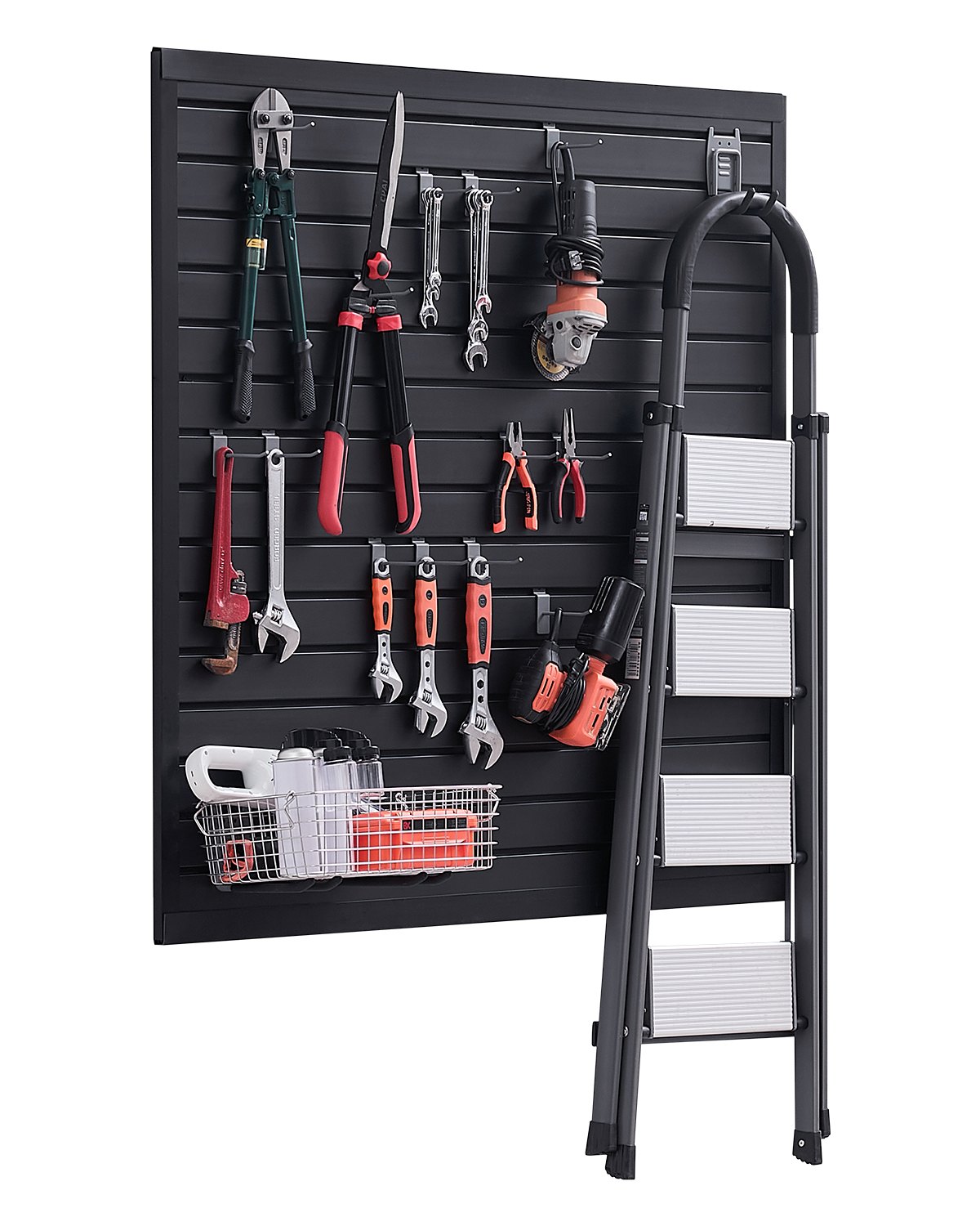 VEVOR Gereedschapswand 1230x1235x20 mm, PVC Garage Slatwall, 136 kg per paneel, Zwarte Wandorganizer, Slatwall Paneel met Koppelingsstructuur & DIY Zagen, Geschikt voor Opslag & Display