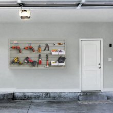 VEVOR Slatwall Panels, 4 ft x 1 ft Gray Garage Wall Panels 12"H x 48"L (Set of 2 Panels), Heavy Duty Garage Wall Organizer Panels Display for Retail Store, Garage Wall, and Craft Storage Organization