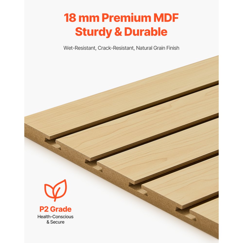 VEVOR Gereedschapswand 1220x1220x18mm, MDF Garage Slatwall met modulair ontwerp, wandmontage, 11,3 kg Slatwall-paneel met koppelstructuur en zelf zagen, geschikt voor opslag en presentatie