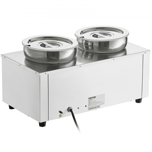 VEVOR roestvrijstalen buffetverwarmer voedselverwarmer 1200W 2 x 8,1L buffetcontainer 180 x 240 x 220 mm elke soeppan inclusief deksel en afvoerkraan