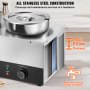 VEVOR Stainless Steel Buffet Warmer Food Warmer 1200W 2 x 8.1L Buffet Container φ180 x φ240 x 220mm Each Soup Pot Includes Lid & Drain Tap & Dry Burning Indicator for Canteen Cafe Restaurant Etc.