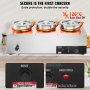 VEVOR Elektrische soepverwarmer 3 x 7,4 Qt Commerciële voedselverwarmer 1200W Verstelbare temperatuur 30-85°C met droogbrandbeveiliging en resetknop voor restaurantbuffet