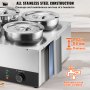 VEVOR Elektrische soepverwarmer 4 x 7,4 Qt Commerciële voedselverwarmer 1500W Instelbare temperatuur 30-85°C met droogbrandbeveiliging en resetknop voor restaurantbuffet