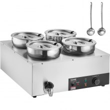 VEVOR Commerciële Soepverwarmer Soepstation 4x7.4Qt Pot 30-85°C 1500W