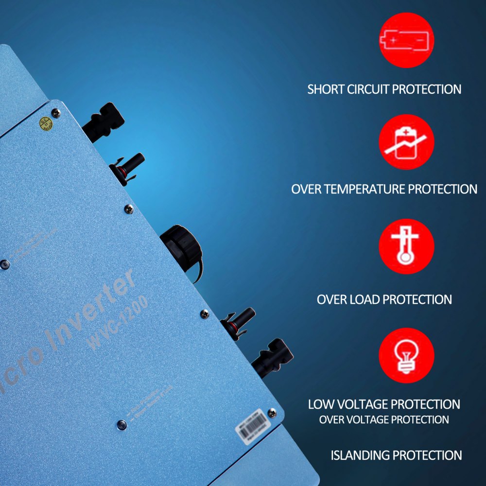 Vevor Omvormer Zuivere Sinus Zonnepaneel Omvormer Mppt Omvormer Waterdicht 1200w