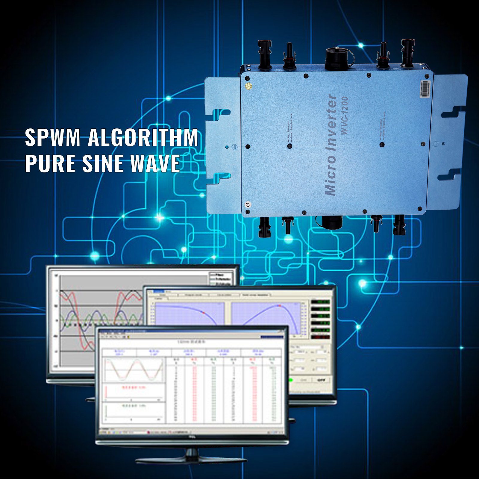 Vevor Omvormer Zuivere Sinus Zonnepaneel Omvormer Mppt Omvormer Waterdicht 1200w