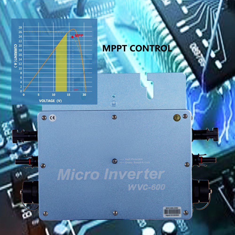 Vevor Omvormer Zuivere Sinus Zonnepaneel Omvormer Mppt Omvormer Waterdicht Blauw
