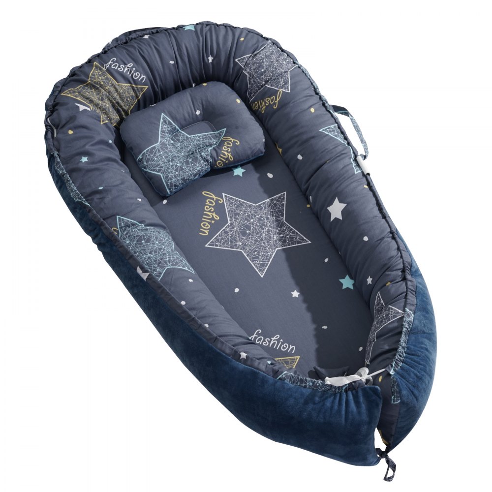 VEVOR Baby Lounger, Baby Nest Sleeper for Newborn, 100% Cotton Soft Infant Lounger Pillow with Headrest & Double-Sided Cover, Portable Baby Floor Seat Co Sleeper with Carrying Bag for Home and Travel