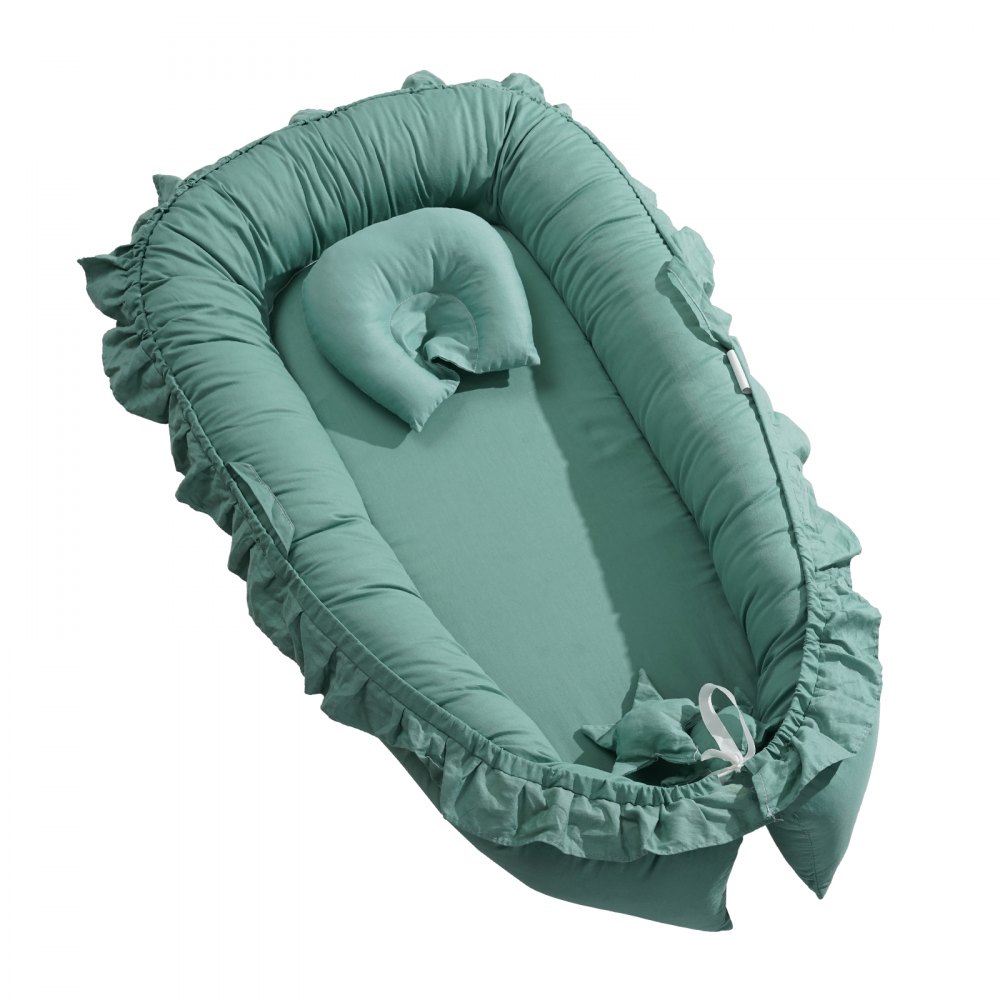 VEVOR Baby Lounger, Infant Lounger Pillow, 100% Cotton Soft Newborn Baby Nest Sleeper with U-Shaped Headrest & Double-Sided Cover, Portable Baby Floor Seat Co Sleeper with Carrying Bag for Home Travel