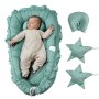 VEVOR Baby Lounger, Infant Lounger Pillow, 100% Cotton Soft Newborn Baby Nest Sleeper with U-Shaped Headrest & Double-Sided Cover, Portable Baby Floor Seat Co Sleeper with Carrying Bag for Home Travel