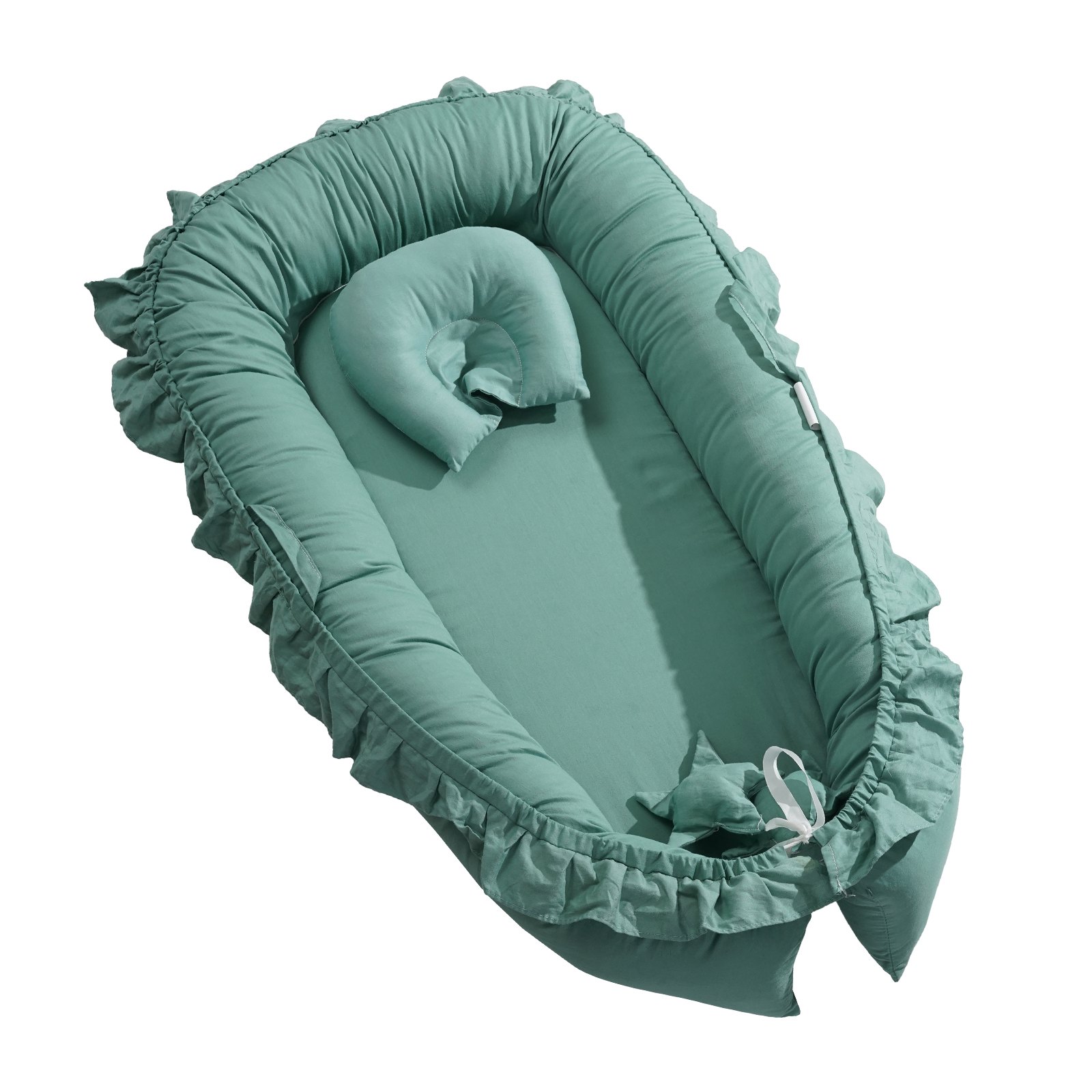 VEVOR Baby Lounger, Infant Lounger Pillow, 100% Cotton Soft Newborn Baby Nest Sleeper with U-Shaped Headrest & Double-Sided Cover, Portable Baby Floor Seat Co Sleeper with Carrying Bag for Home Travel