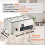 VEVOR stainless steel buffet warmer food warmer 1500 W, 3 x 8.8 L buffet containers, 176 x 325 x 150 mm Any heating plate can be used, incl. lid & drain tap & dry burning indicator, for canteen, café etc.