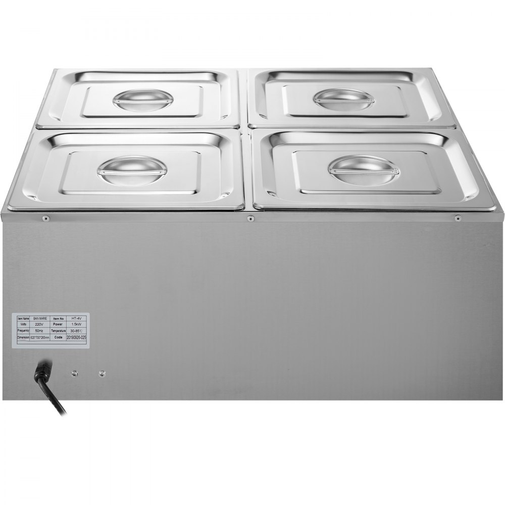 Elektrische warmhoudcontainer van roestvrij staal verwarmingsapparaat set van 4 chafing dishes