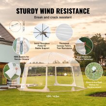 VEVOR pop-up paviljoen camping koepel bubble tent 12-15 personen 4,5x4,5x2,4m