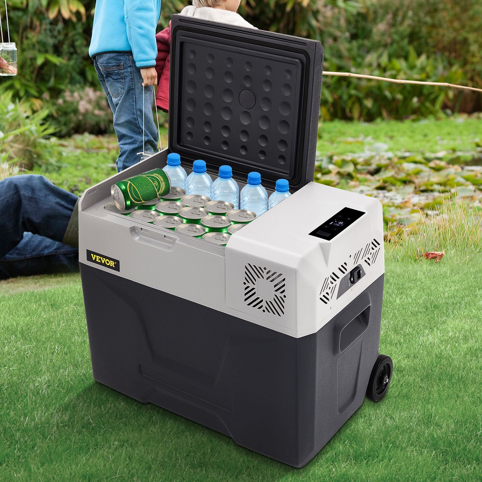 VEVOR Compressor Koelbox 40L met app-bediening en wielen voor gebruik onderweg, -20 tot 20°C, 12/24V DC en 120/240V AC, draagbare auto-koelkast met USB-poort voor kamperen, camper, boot en vrachtwagen