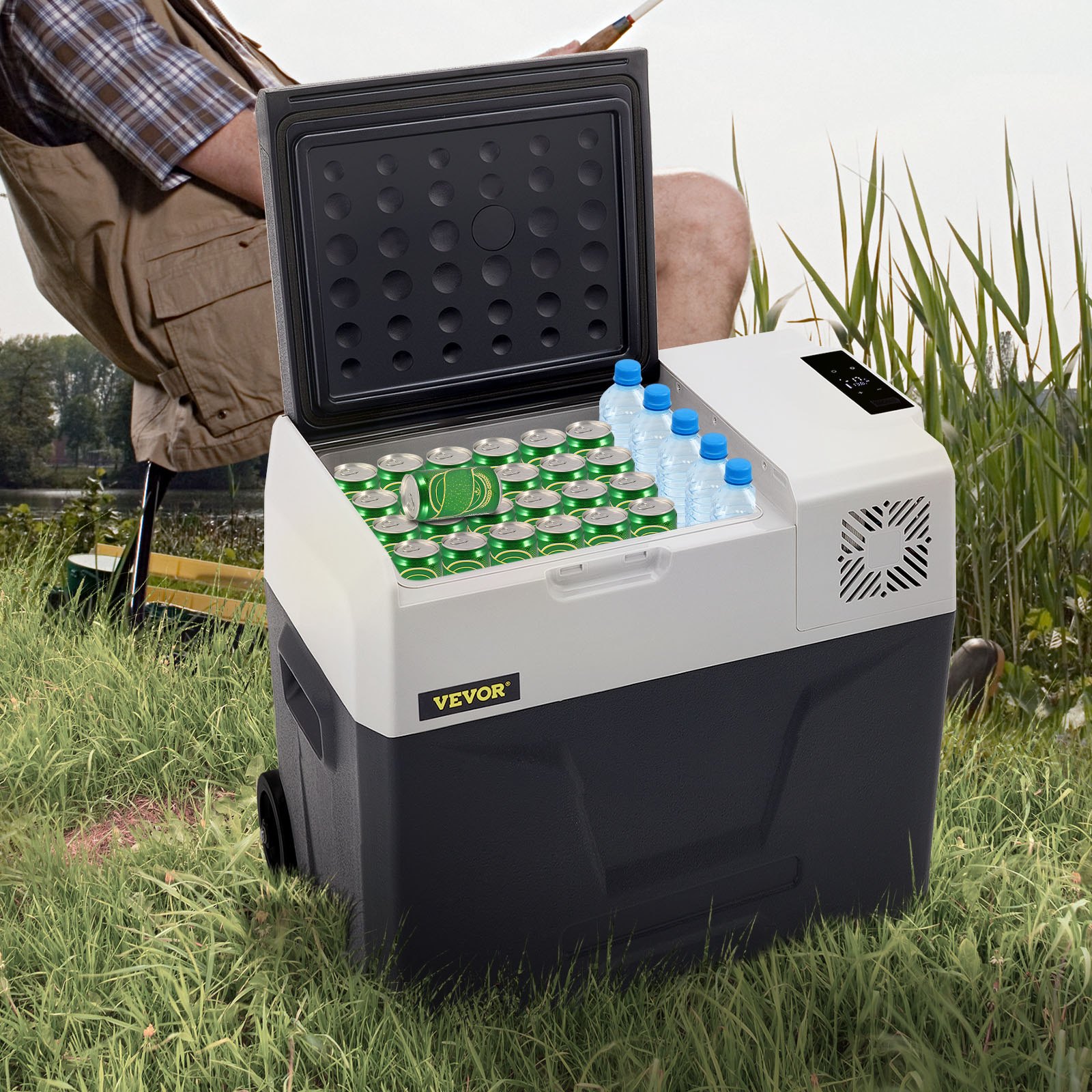 VEVOR Auto Koelkast Compressor, 50L 220V Auto Koelkast Mini, 22,4 x 14,5 x 21,2 inch Mini Koelkast, met Efficiënte Koeling, Scherm met Digitale Bedieningspaneel, Ideaal voor Gebruik Binnen en Buiten