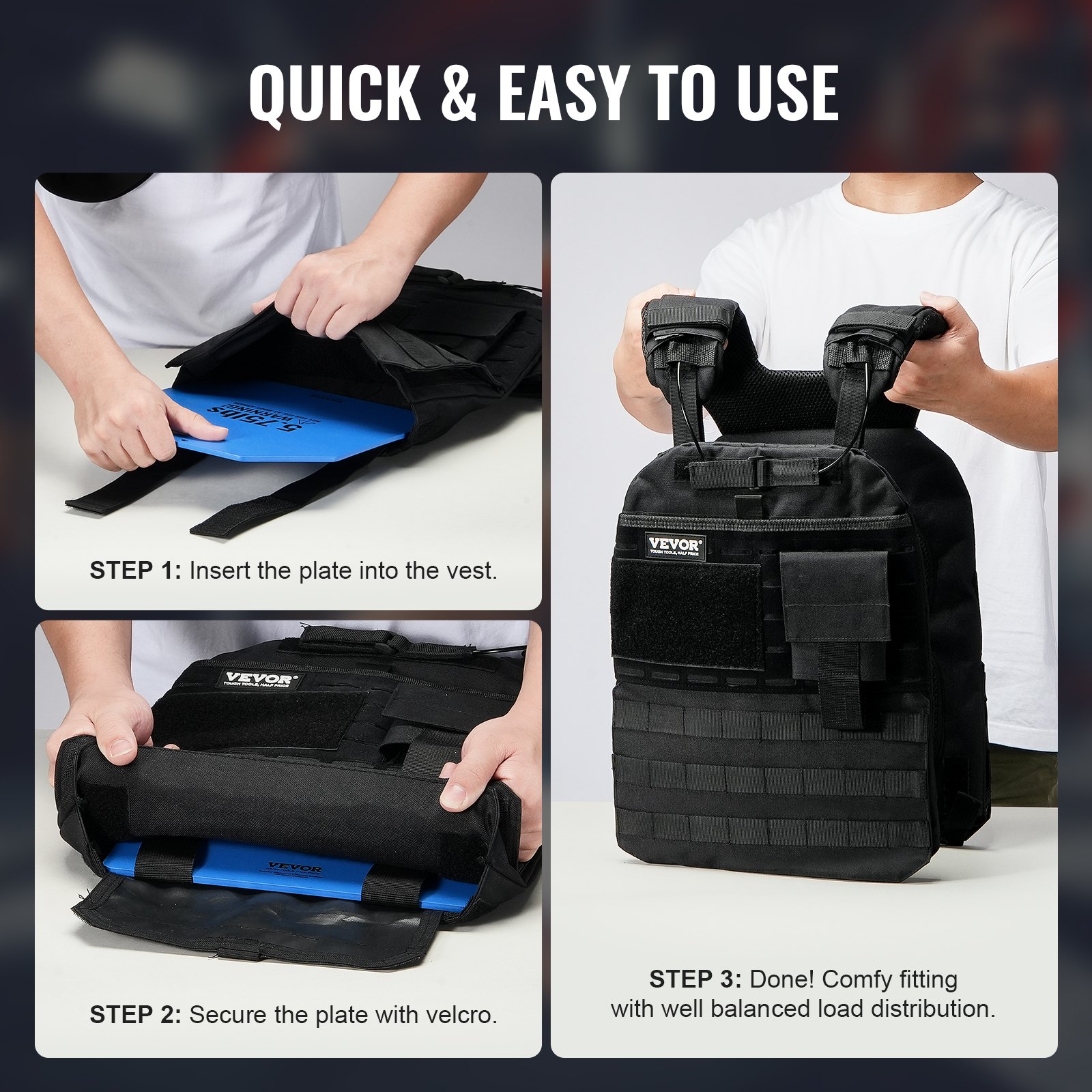 VEVOR Gewichtsvestplaten 2,6 kg x 2 stuks. Premium stalen gewichtsschijven, ergonomisch gevormd. Extra gewicht voor gewichtsvesten, voor krachttraining, hardlopen, fitness en intensieve training.