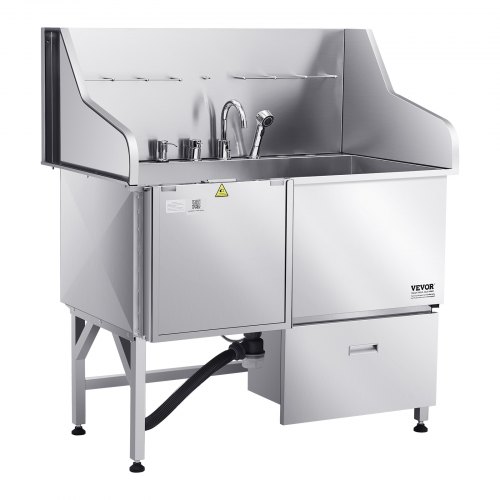 RVS hondenwasstation, 870x488x1025 mm verzorgingsbak voor huisdieren met opbergtrap, kraan, douchekop en zeephouder, hondenbad, voor middelgrote en kleine huisdieren (rechterdeur) | NL RVS hondenwasstation, 870x488x1025 mm verzorgingsbak voor huisdieren met opbergtrap, kraan, douchekop en zeephouder, hondenbad, voor middelgrote en kleine huisdieren (rechterdeur) | NL