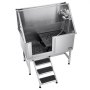 VEVOR Stainless Steel Dog Washing Station, 127 cm Pet Grooming Tub w/ Stairs, PE Water Filter Board, Faucet & Showerhead & Soap Holder Dog Bathtub for Large & Medium & Small Pets (Left Door)