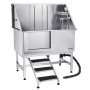 VEVOR Stainless Steel Dog Washing Station, 127 cm Pet Grooming Tub w/ Stairs, PE Water Filter Board, Faucet & Showerhead & Soap Holder Dog Bathtub for Large & Medium & Small Pets (Left Door)