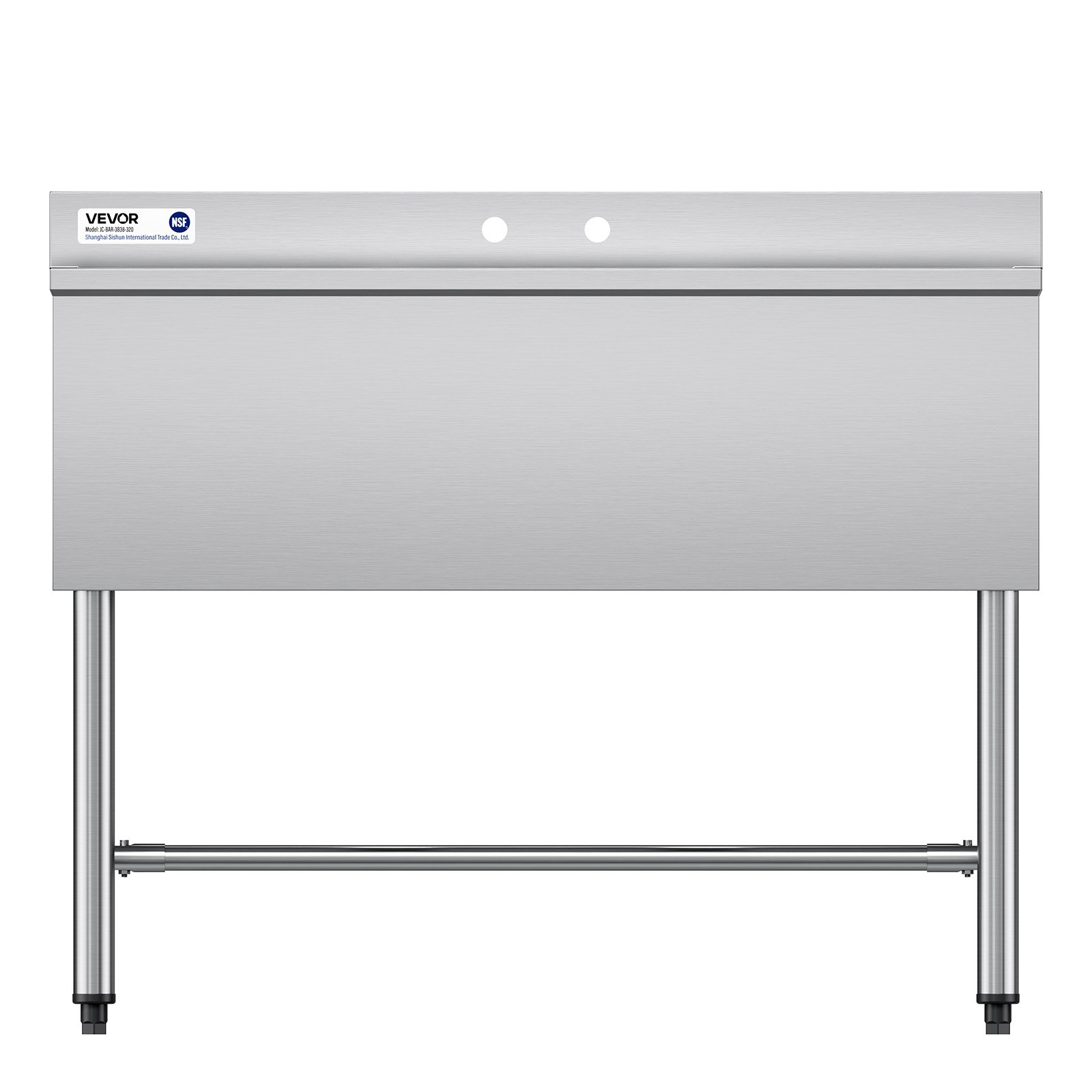 VEVOR 3-delige keukenspoelbak met spatbescherming en efficiënte afvoer (978 x 470 x 838 mm), geschikt voor restaurants, foodtrucks en privégebruik, roestvrijstalen spoelbak