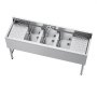 VEVOR 3 Compartment Sink, 18-Gauge 304 Stainless Steel, 10" x 14" x 10" Bowl Size, 3 Bay Commercial Under Bar Sink with Double Drainboard and Backsplash for Kitchen, Restaurant, Food Truck & Home Use