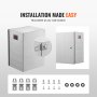VEVOR elektrische kast 16" x 12" x 6" 304 roestvrij stalen elektrische behuizing wandgemonteerde behuizing voor elektrische en elektronische apparatuur buitenshuis met IP66 waterdicht slot