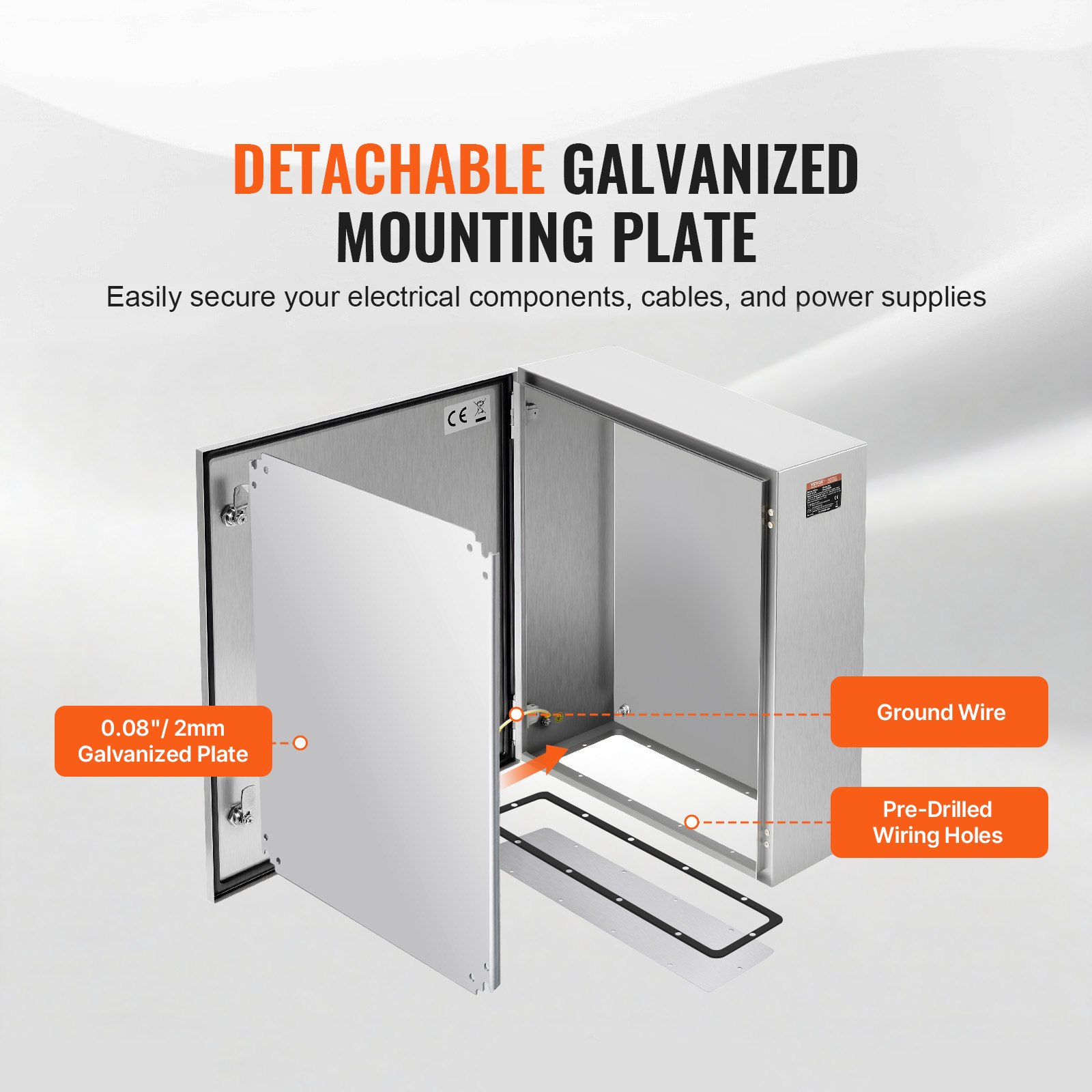 VEVOR 24" x 20" x 8" Stainless Steel Electrical Enclosure IP66 Wall Mount Box