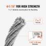 VEVOR Wire Rope Kit, 1/16" 330 ft 304 Stainless Steel Cable with 80 Sleeves and 20 Thimbles, 450 lbs Breaking Strength, 7x7 Strands Marine Aircraft Grade for Handrail Stair Decking Fence Outdoors