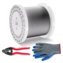 VEVOR Wire Rope Kit, 1/8" 1000 ft 316 Stainless Steel Cable with Cutter and Gloves, 1600 lbs Breaking Strength, 7x7 Strands Construction Marine Aircraft Grade for Handrail Stair Decking Fence Outdoors