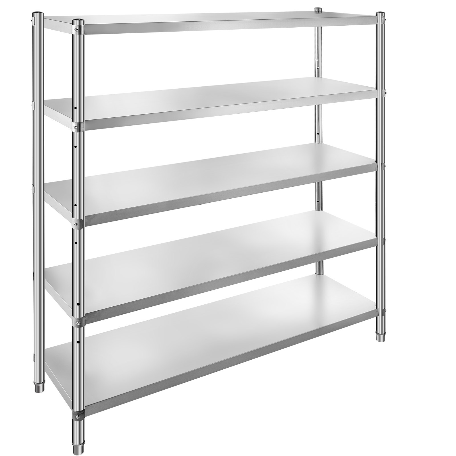 VEVOR Opbergrek, 5-laags opbergrek, roestvrijstalen garagerek, 180 x 45 x 180 cm, robuust opbergrek, totale draagcapaciteit van 748 kg met verstelbare hoogte, opbergrekken, keukenrekken, laadplanken