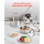 VEVOR Stainless Steel Saucepan Set, 1 QT & 2 QT & 3 QT Saucepans with Glass Lids, Multipurpose Nonstick Stainless Steel Sauce Pot with Ergonomic Handle, Friendly for Oven, Dishwasher, Induction Cooker
