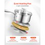 VEVOR 1.5 QT Saucepan with Steamer, Stainless Steel Saucepan with Glass Lid, Multipurpose Nonstick Stainless Steel Sauce Pot with Ergonomic Handle, Friendly for Oven, Dishwasher, Induction Cooker