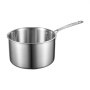 VEVOR Steelpan 3,79 L met glazen deksel, Soeppan Groentepan met ergonomische handgreep, Melkkan van roestvrij staal Groentepan, Zilveren pan met grote inhoud Multifunctionele pan Vaatwasserbestendig