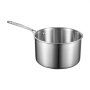 VEVOR Steelpan 3,79 L met glazen deksel, Soeppan Groentepan met ergonomische handgreep, Melkkan van roestvrij staal Groentepan, Zilveren pan met grote inhoud Multifunctionele pan Vaatwasserbestendig