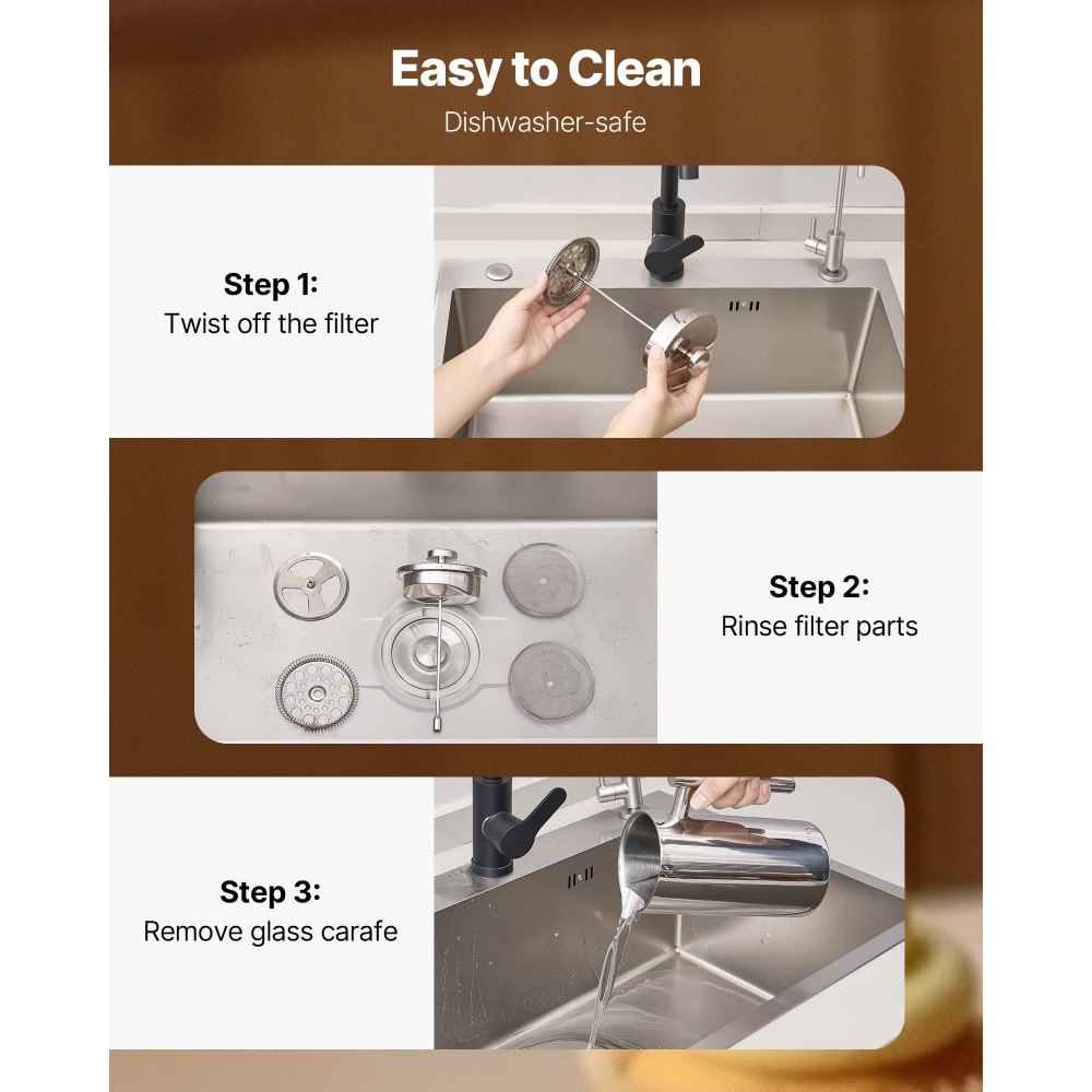 VEVOR French Press koffiezetapparaat, 1,5L roestvrijstalen koffiepers theemaker met filter, groot dubbelwandig geïsoleerd Frans koffiezetapparaat voor kamperen, reizen, keuken, koffiezetapparaat zilver