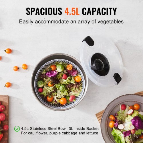 Opvouwbare Saladeafvoeren, Grote Groentedroger 3L Capaciteit Opvouwbare Saladeafvoeren, Grote Groentedroger 3L Capaciteit
