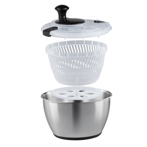 Saladcentrifuge roestvrij staal, 4,5 l, slacentrifuge met deksel, anti